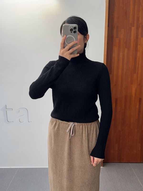 皺皺紋百搭針織高領 