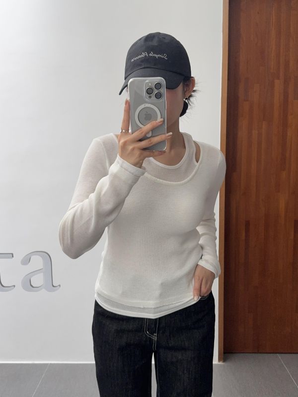 率性舒服假兩件上衣 