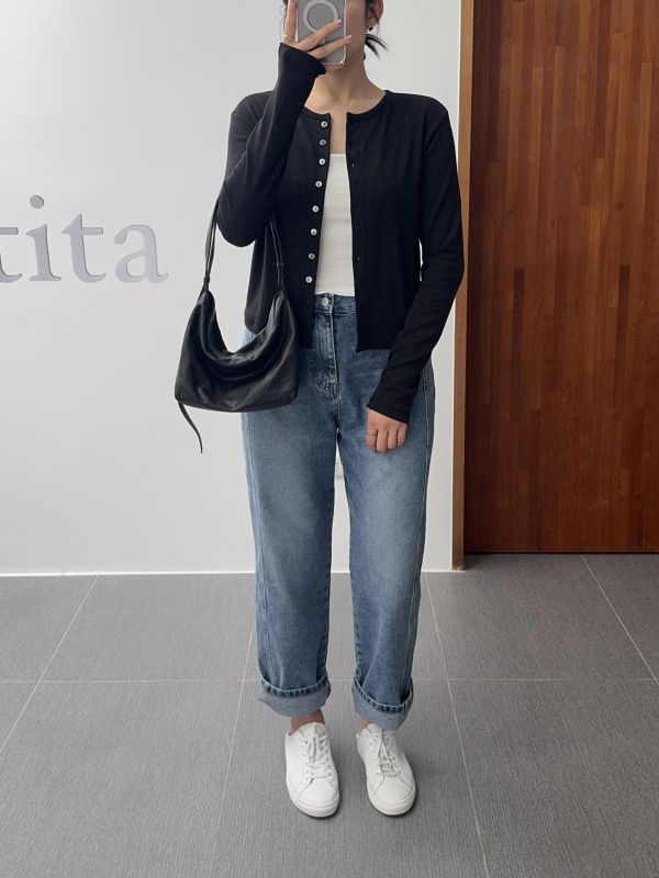 側壓線百搭牛仔褲S-L 