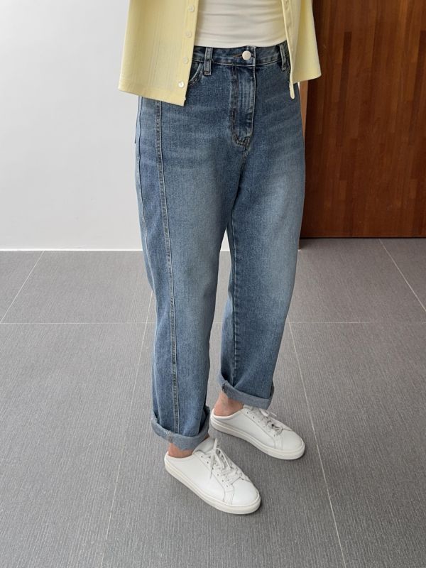 側壓線百搭牛仔褲S-L 