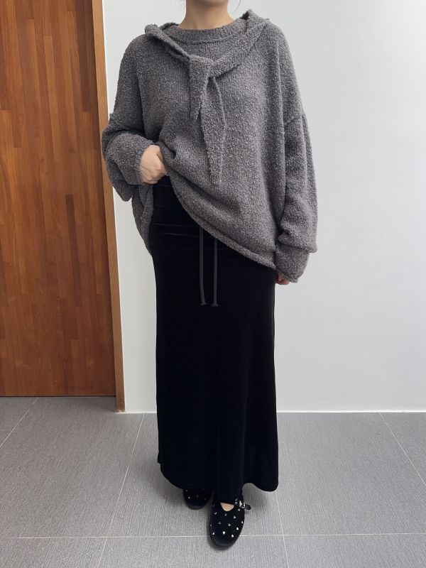 低調質感絨面長裙 