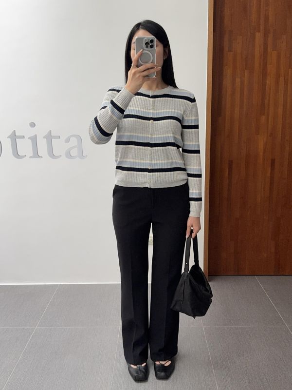 氣質條紋薄針織衣 