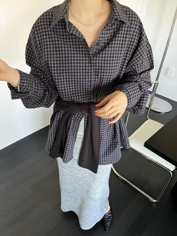秋冬感小格紋襯衫 