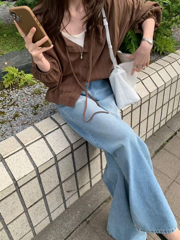 領口綁繩氣質開襟衫 