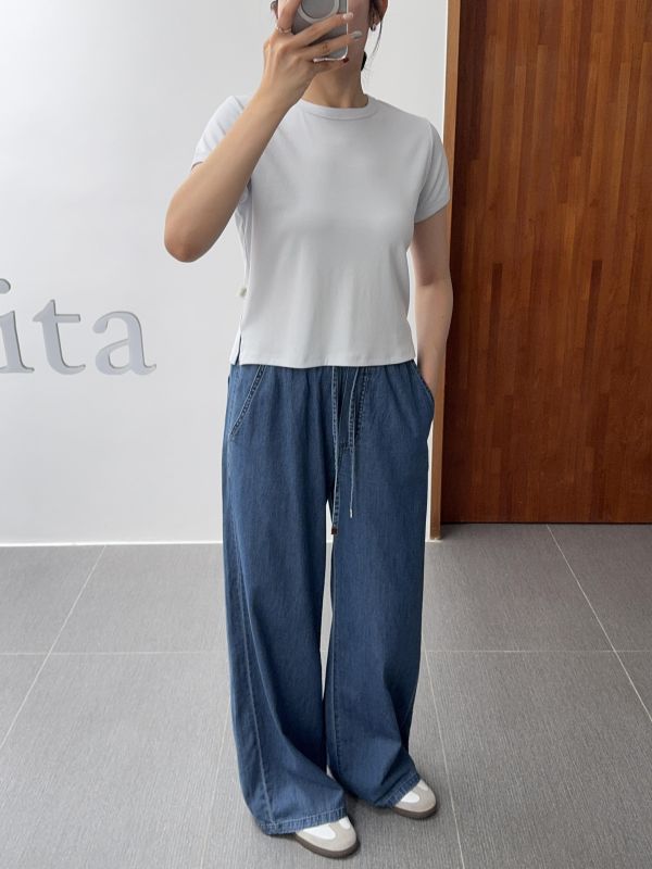 修身天絲牛仔舒服褲 