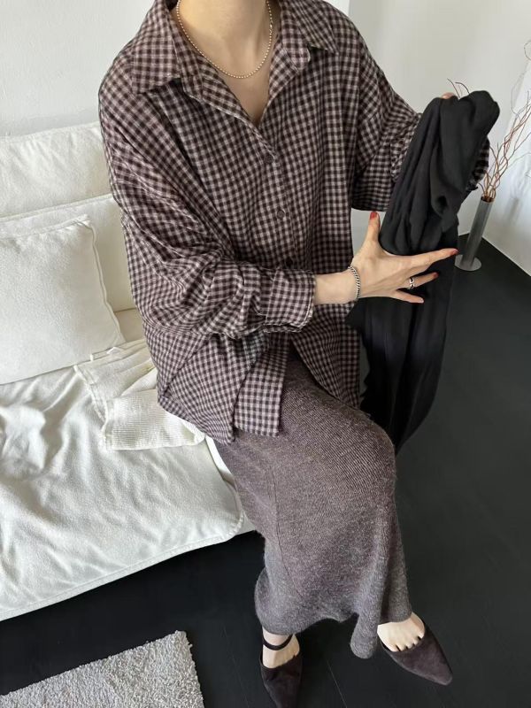 秋冬感小格紋襯衫 