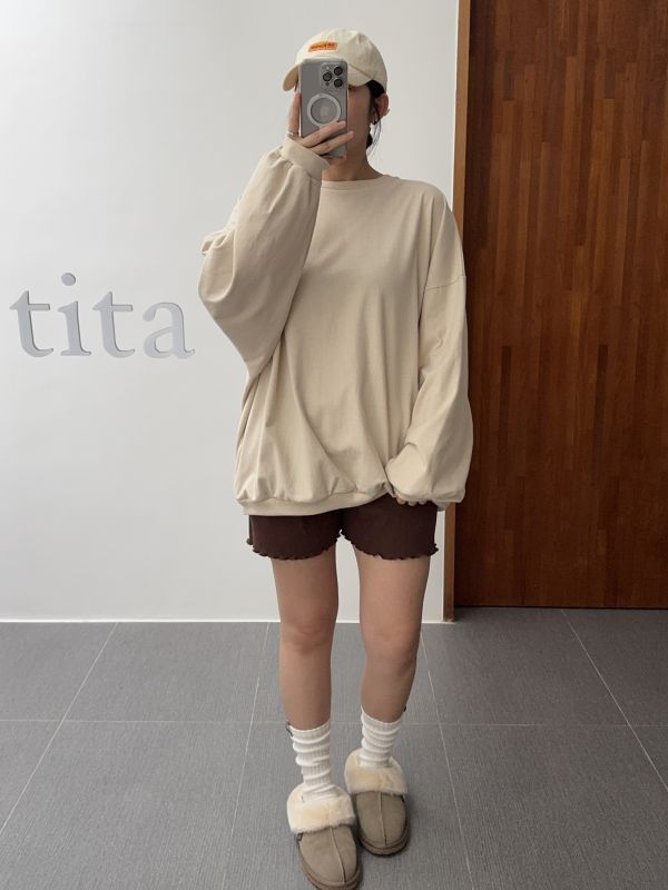 休閒素面寬鬆長版Tee 