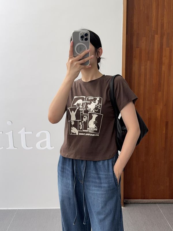 下擺圓弧小短版T 