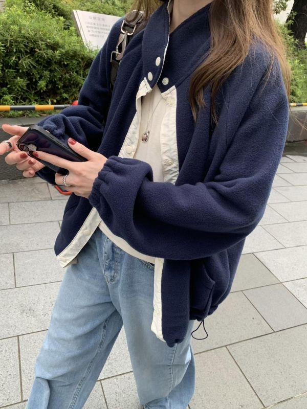 撞色立領休閒外套 