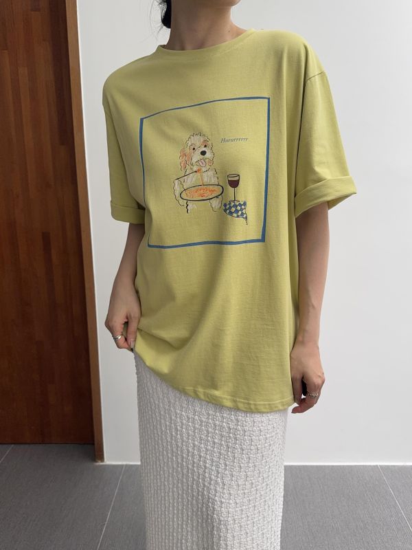法式手繪狗狗短T 
