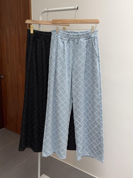 菱格紋牛仔休閒褲 