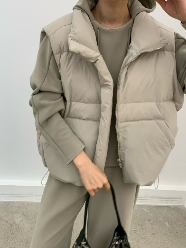 簡約腰壓線鴨絨背心 