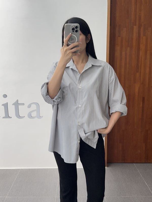 休閒質感直紋襯衫 
