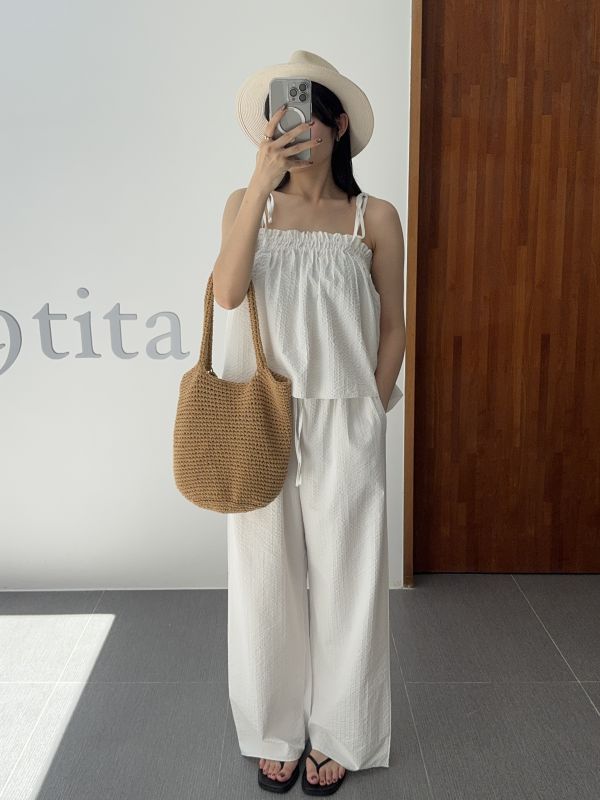 細直紋夏日休閒舒服褲 