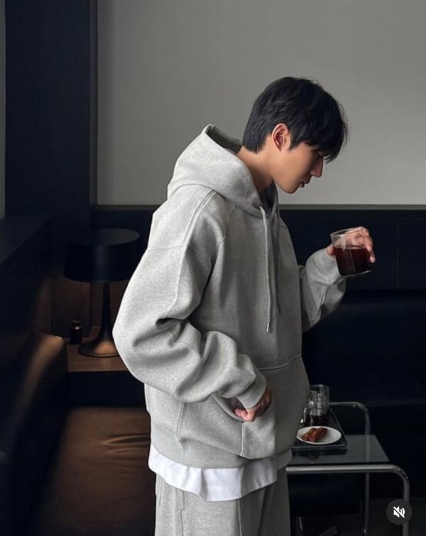 男裝-簡約素面刷毛帽T 