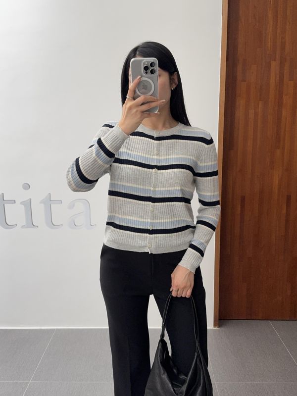氣質條紋薄針織衣 