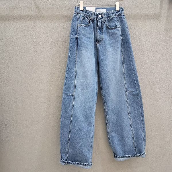 淺刷色率性寬牛仔S-XL 