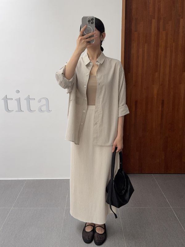 慵懶不對稱假口袋襯衫 