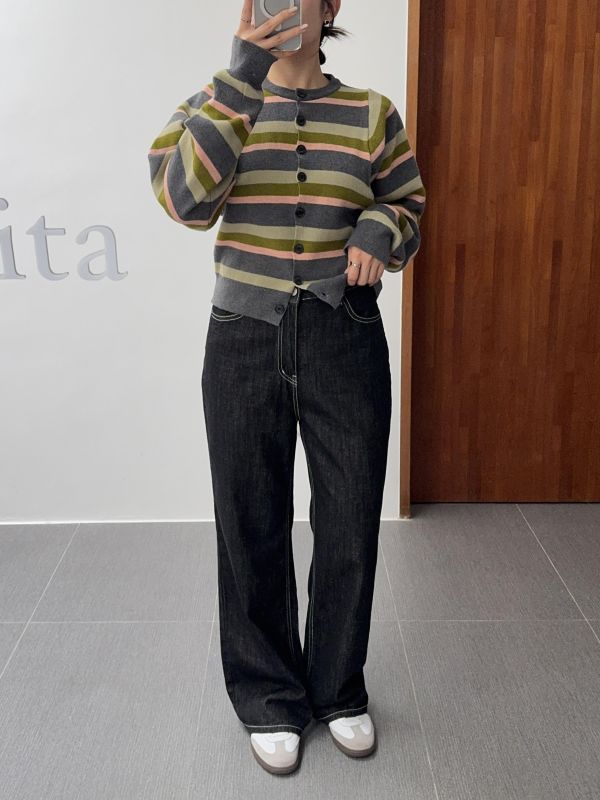 經典深色直腿牛仔褲 S-XL 