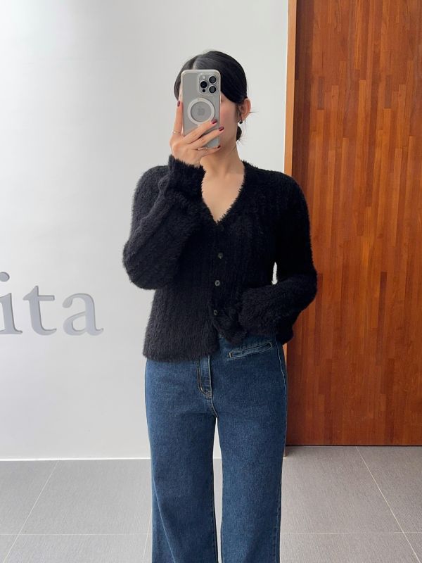 /現貨/氣質毛毛開襟衫 