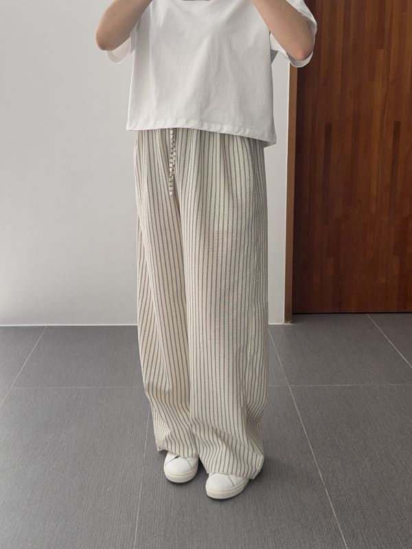 夏日感休閒直紋舒服褲 