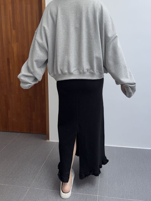 下擺小花邊邊休閒裙 