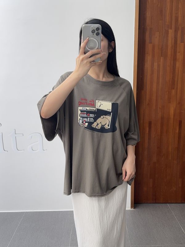慵懶狗狗寬鬆五分袖T 