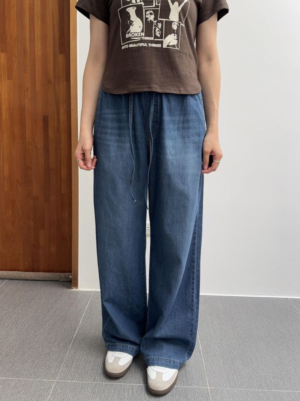 復古刷色牛仔舒服褲 