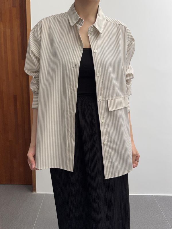 慵懶不對稱假口袋襯衫 