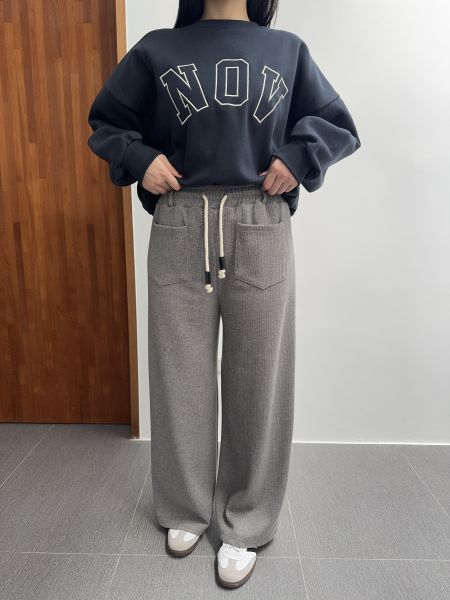 腿最直口袋綁繩休閒褲 