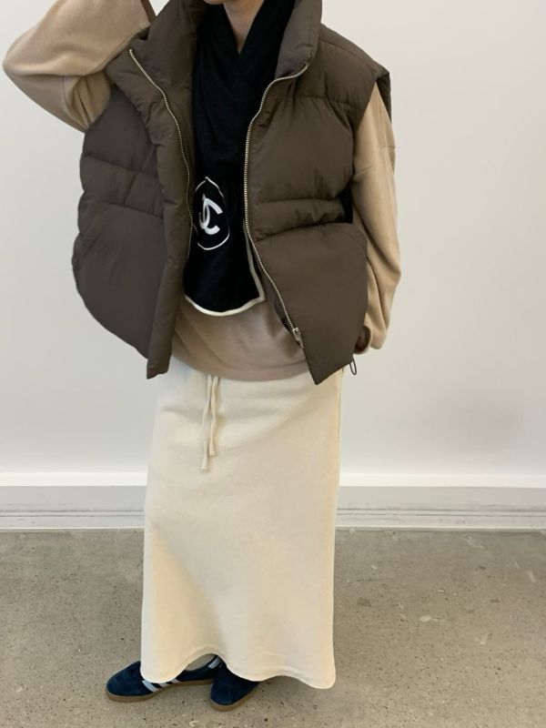 簡約腰壓線鴨絨背心 