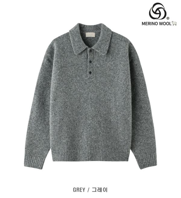 男裝-POLO領美麗諾羊毛衣 