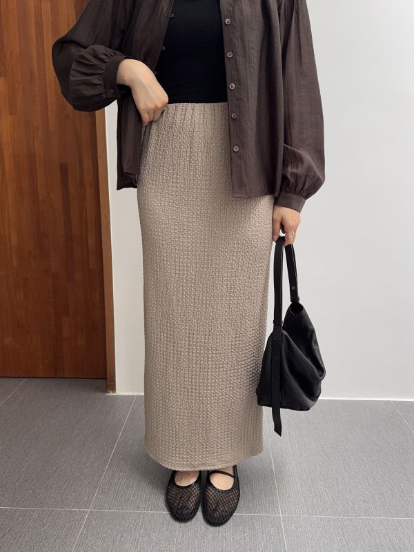 氣質泡泡紋長裙 