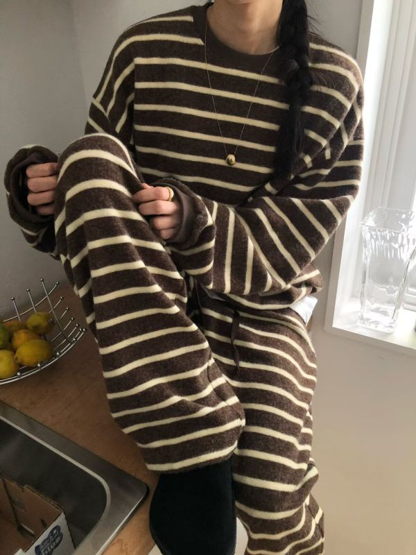 超舒服休閒日常條紋套裝 
