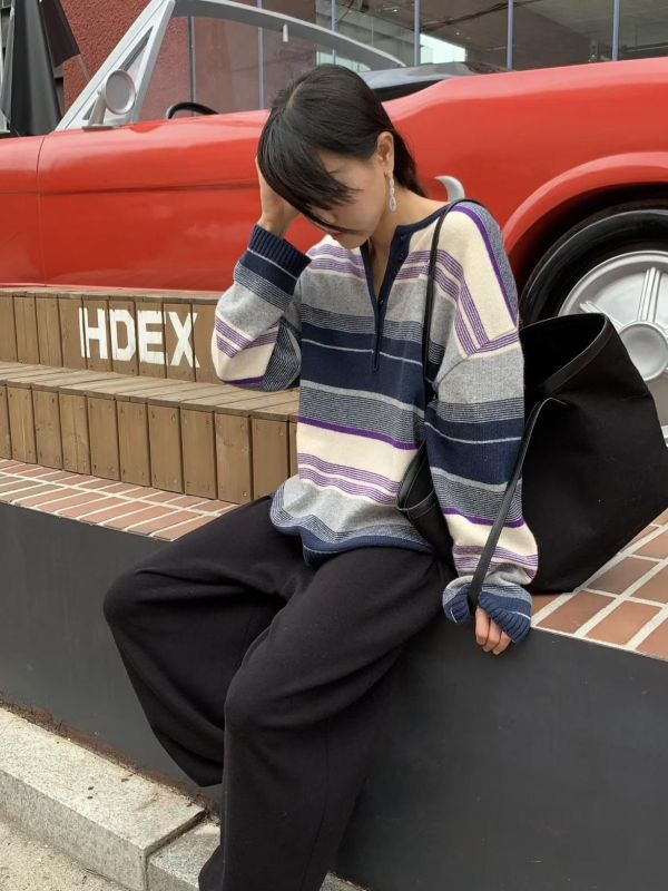 質感配色美麗諾羊毛衣 