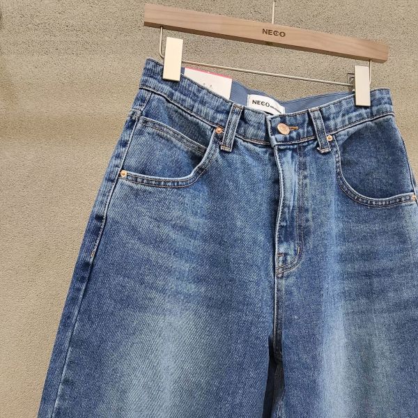 耐看壓線牛仔褲S-XL 