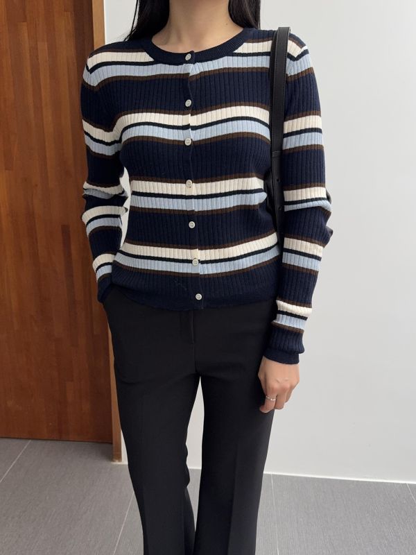 氣質條紋薄針織衣 