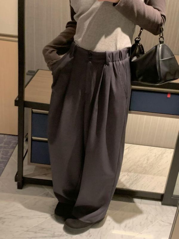 雙釦休閒寬鬆西褲 