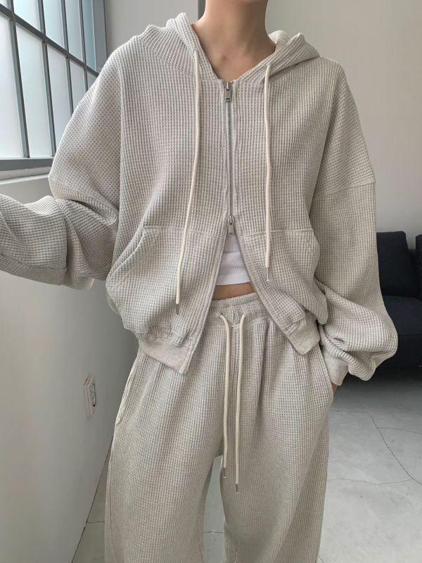 華夫格紋休閒舒服套裝 