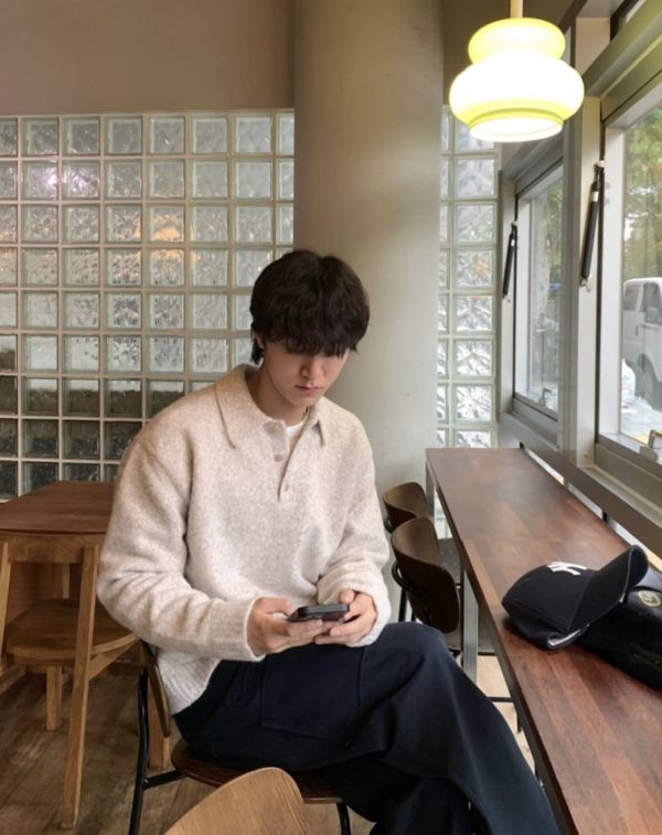 男裝-POLO領美麗諾羊毛衣 