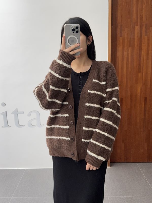 百搭氣質條紋針織外套 