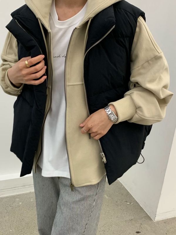 簡約腰壓線鴨絨背心 