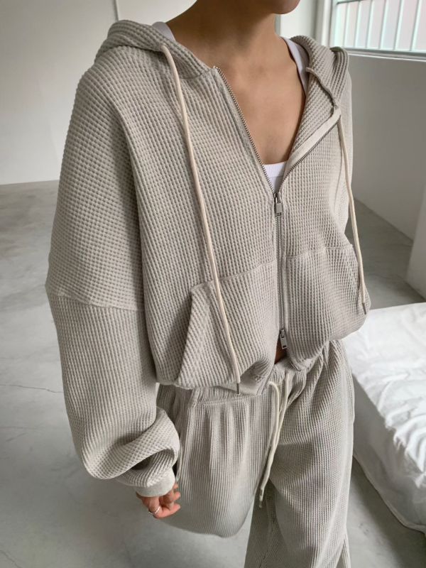 華夫格紋休閒舒服套裝 