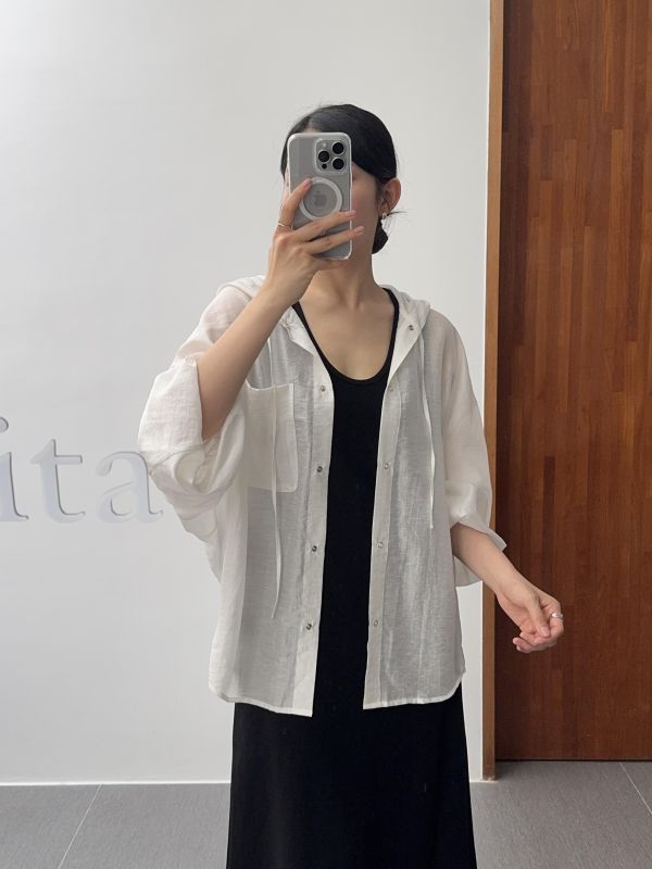 空氣感天絲連帽襯衫 