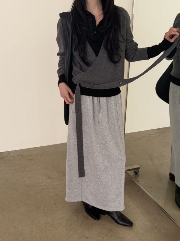 修身壓線休閒舒服裙 