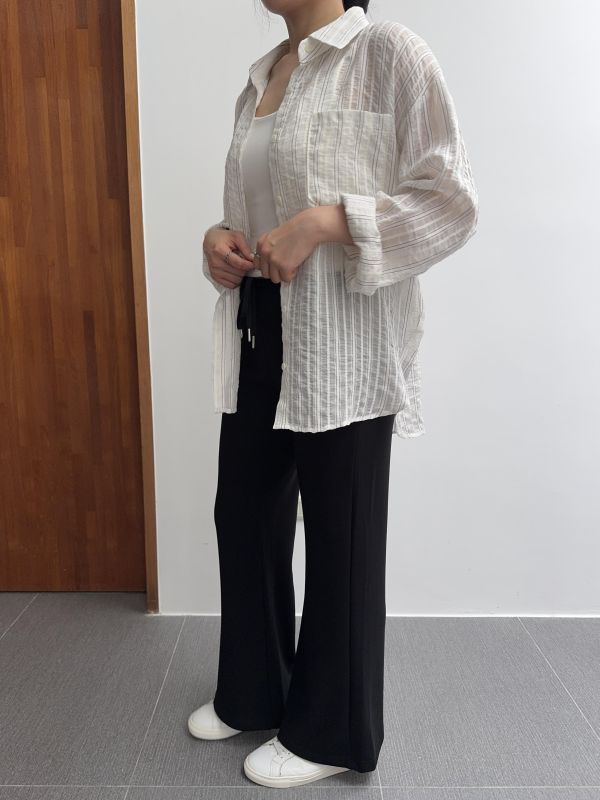 修身的喇叭舒服褲 
