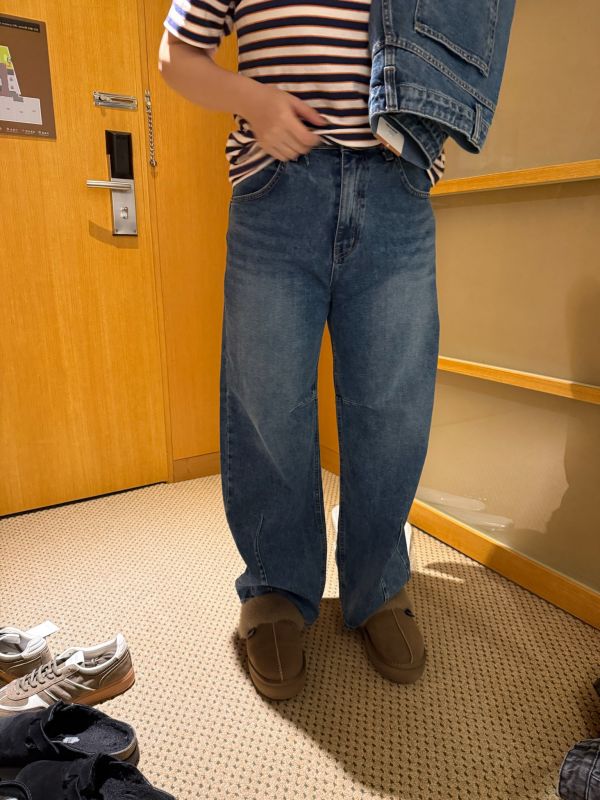 耐看壓線牛仔褲S-XL 