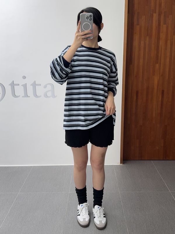 /現貨/微可愛撞色條紋T 