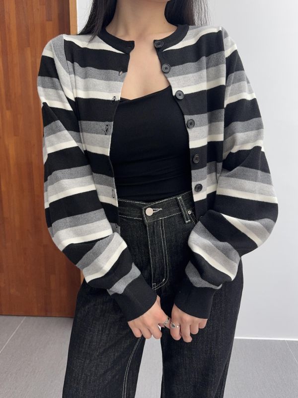 層次感撞色針織開襟衫 