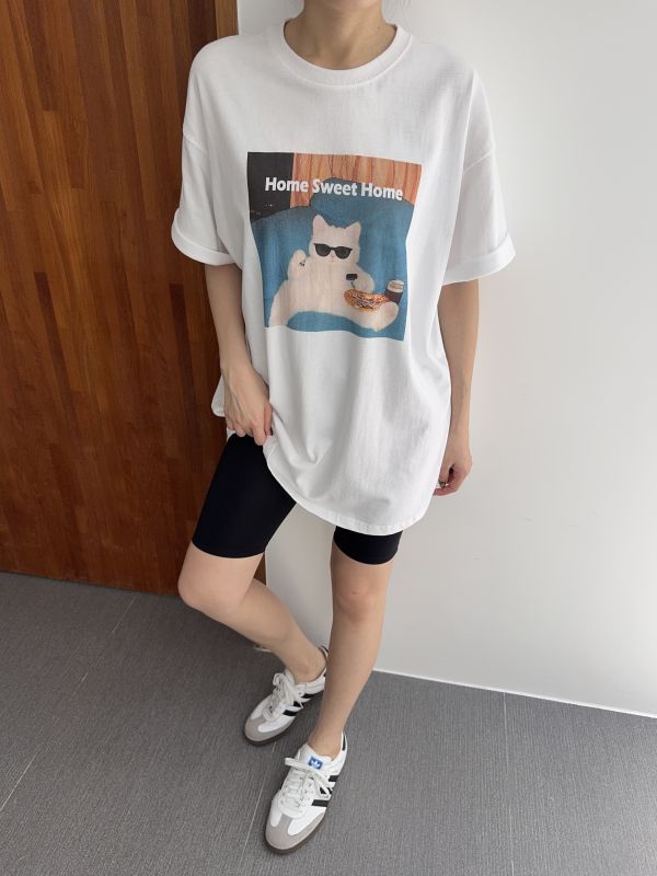 墨鏡酷貓咪寬鬆長版T 